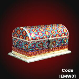 Handcrafted multicolored Meenakari Jewelry Box with curved closing lid