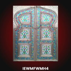 Multicolored six paneled White Metal decorative window with Meenakari