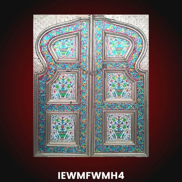 Multicolored six paneled White Metal decorative window with Meenakari