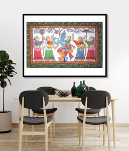 hand painted Pattachitra painting Krishna Radha in JUGAL RAAS