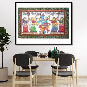 hand painted Pattachitra painting Krishna Radha in JUGAL RAAS