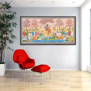 Hand Painted Pattachitra painting lord Krishna and Radha Raasleela with Gopikas