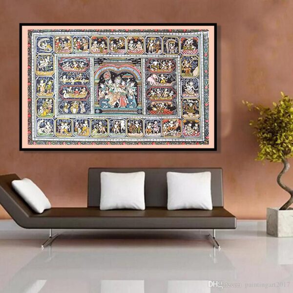 hand painted Pattachitra painting life story Krishna