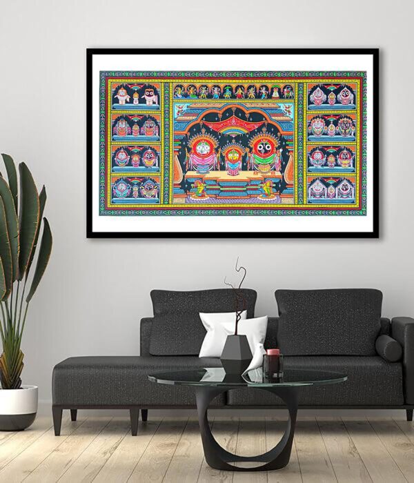 Hand Painted Pattachitra painting depicting Jagannath Balabhadra Subhadra