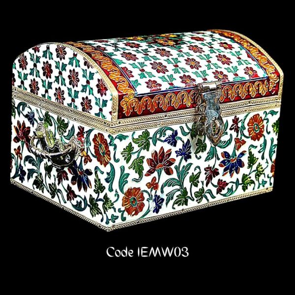 Buy white lacquered meenakari jewelry box online