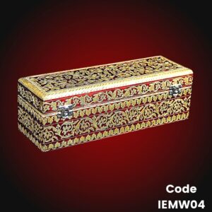 Gold and Wine Red floral Meenakari Jewelry Box