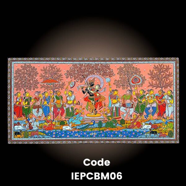 Hand Painted Pattachitra painting lord Krishna and Radha Raasleela with Gopikas