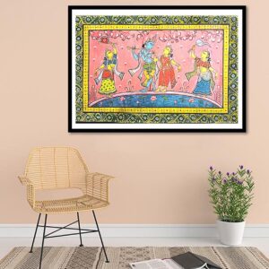 Pattachitra painting Krishna Radha Raasleela medium size