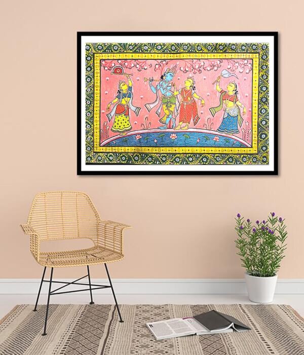 Pattachitra painting Krishna Radha Raasleela medium size