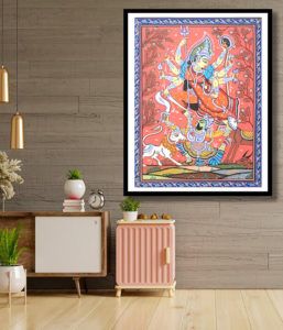 Pattachitra painting of Goddess Durga in Asht Bhuja Avatar