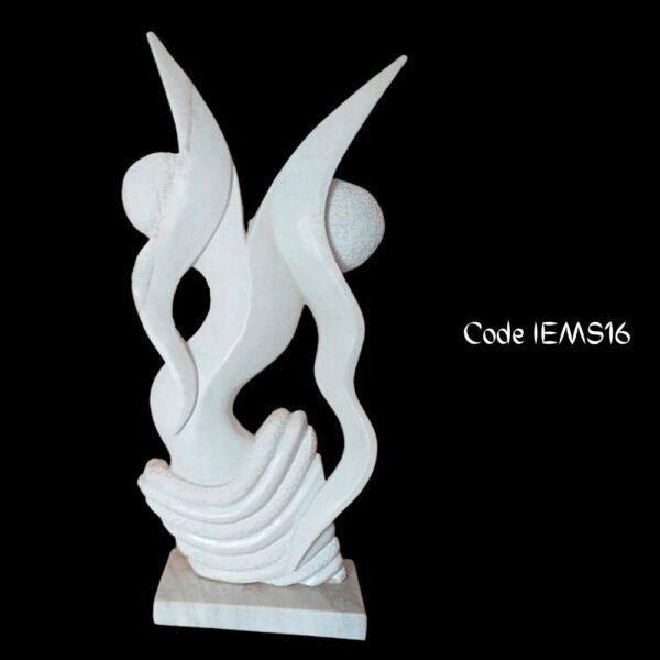 Contemporary abstract marble sculpture in white marble