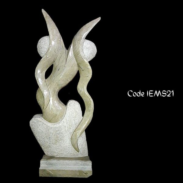 Contemporary abstract marble sculpture of evolution of life in Italian Marble