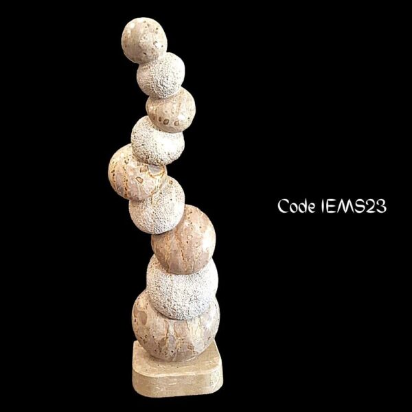 Contemporary marble sculpture of stacked spheres in Italian Marble