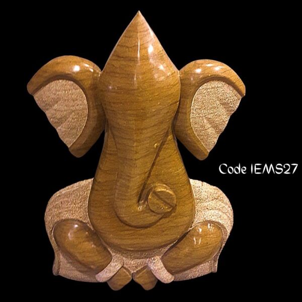 Modern marble statue of Ganesha in meditation in yellow Marble