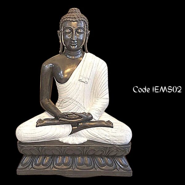 Traditional marble statue of Buddha in Meditation in Black Marble