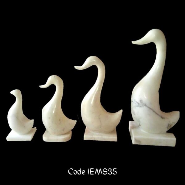 Modern marble sculpture Four White Swans is in Agaria white Marble