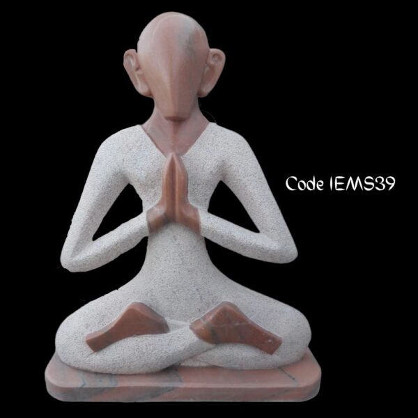 Modern marble Sculpture of meditating Man in Pink marble