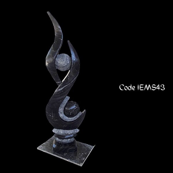 Contemporary art marble sculpture of Water Earth and fire in Black Marble