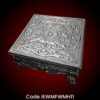 Handcrafted White Metal Chowki with embossed motif