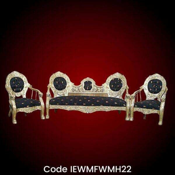 Silver Furniture Five seater Luxury sofa set with greyish black velvet upholstery