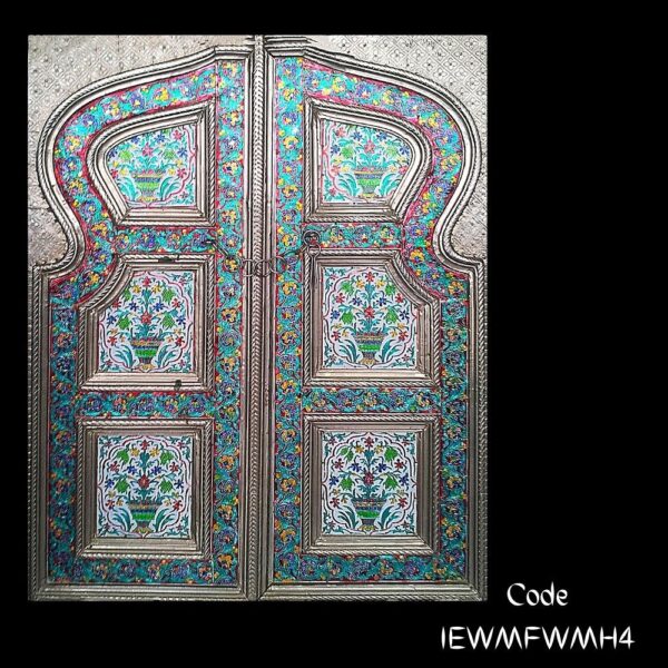 Multicolored six paneled White Metal decorative window with Meenakari