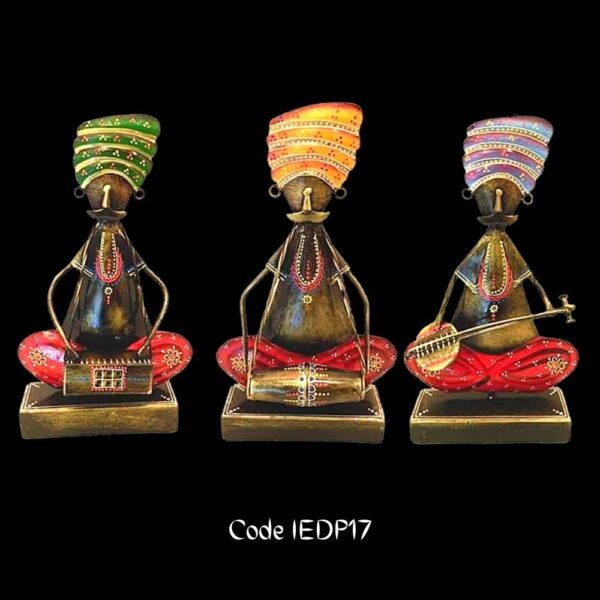 Home Décor Set of 3 Rajasthani folklore Musicians in Marori art