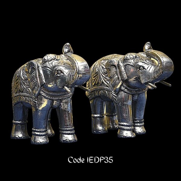 Home Décor White Metal set of Royal Elephants