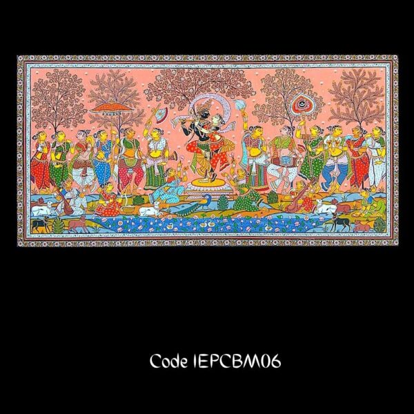 Hand Painted Pattachitra painting lord Krishna and Radha Raasleela with Gopikas