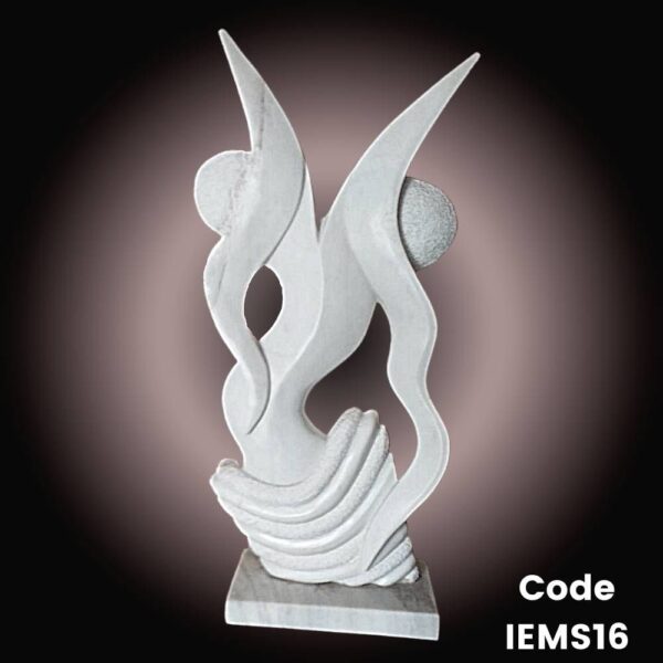 Contemporary abstract marble sculpture in white marble