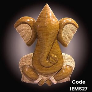 Modern marble statue of Ganesha in meditation in yellow Marble