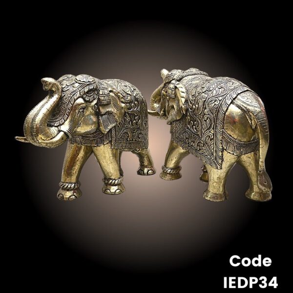 Home Décor White Metal set of Royal Elephants