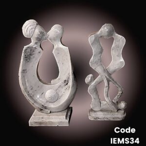 modern abstract sculpture is of a couple in romance in Banswara white Marble
