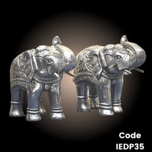 Home Décor White Metal set of Royal Elephants