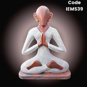 Modern marble Sculpture of meditating Man in Pink marble