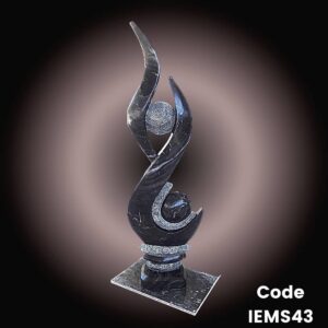 Contemporary art marble sculpture of Water Earth and fire in Black Marble
