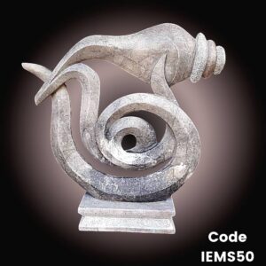 Abstract marble sculpture of Serpent (Vasuki) holding Conch Shell (Shankha)